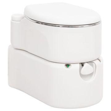vidaXL Integruotas stovyklavimo tualetas, baltas, 24+17l, HDPE/plienas