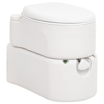 vidaXL Integruotas stovyklavimo tualetas, baltas, 24+17l, HDPE/emalis
