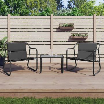 vidaXL Sodo komplektas su pagalvėlėmis, 3 dalių, antracito, plienas