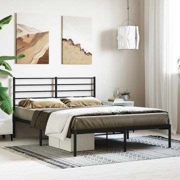 vidaXL Metalinis lovos rėmas su galvūgaliu, juodos spalvos, 120x190 cm