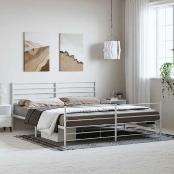 vidaXL Lovos rėmas su galvūgaliu/kojūgaliu, baltas, 193x203cm, metalas