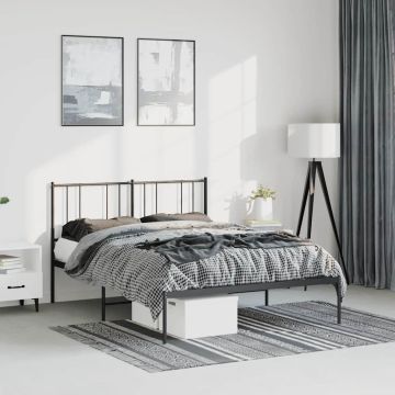 vidaXL Metalinis lovos rėmas su galvūgaliu, juodos spalvos, 135x190cm