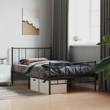 vidaXL Lovos rėmas su galvūgaliu/kojūgaliu, juodas, 75x190cm, metalas