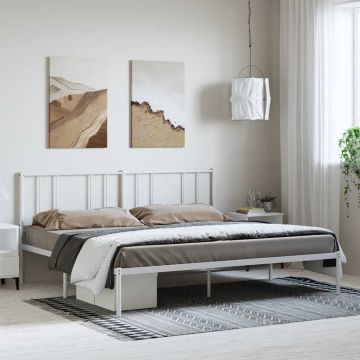 vidaXL Metalinis lovos rėmas su galvūgaliu, baltos spalvos, 183x213cm