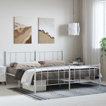 vidaXL Lovos rėmas su galvūgaliu/kojūgaliu, baltas, 183x213cm, metalas