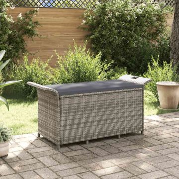 vidaXL Sodo suoliukas su pagalvėle, pilkas, 116x46x57cm, poliratanas