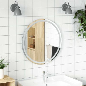 vidaXL Vonios kambario veidrodis su LED, 70cm, apskritas