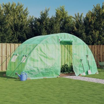 vidaXL Šiltnamis su plieno rėmu, žalios spalvos, 5x2x2,3m, 10m²