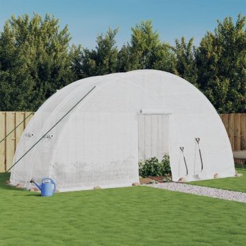 vidaXL Šiltnamis su plieno rėmu, baltos spalvos, 6x2x2,85m, 12m²
