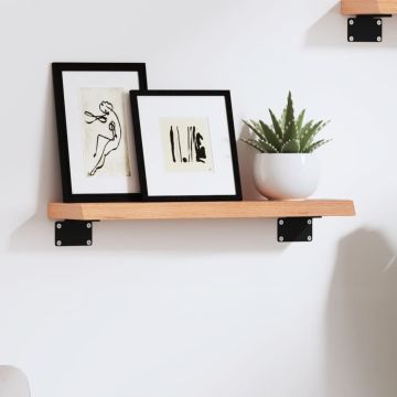 vidaXL Sieninė lentyna, šviesiai ruda, 40x10x2cm, ąžuolo masyvas
