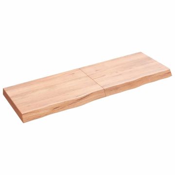 vidaXL Sieninė lentyna, šviesiai ruda, 120x40x(2-6) cm, ąžuolo masyvas