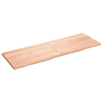 vidaXL Sieninė lentyna, šviesiai ruda, 180x60x(2-4) cm, ąžuolo masyvas