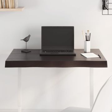 vidaXL Stalviršis, tamsiai ruda, 80x60x(2-6) cm, medienos masyvas