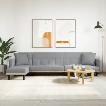 vidaXL L formos sofa-lova, šviesiai pilka, 275x140x70cm, audinys