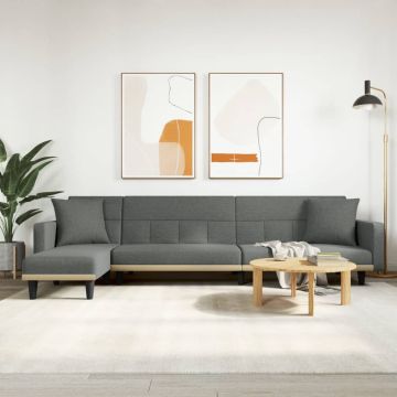 vidaXL L formos sofa-lova, tamsiai pilka, 275x140x70cm, audinys