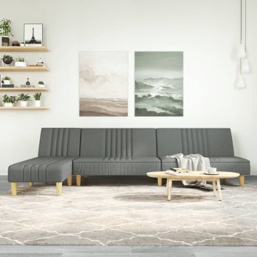 vidaXL L formos sofa-lova, tamsiai pilka, 255x140x70cm, audinys
