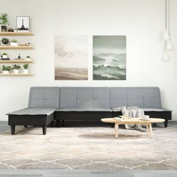 vidaXL L formos sofa-lova, šviesiai pilka, 255x140x70cm, audinys