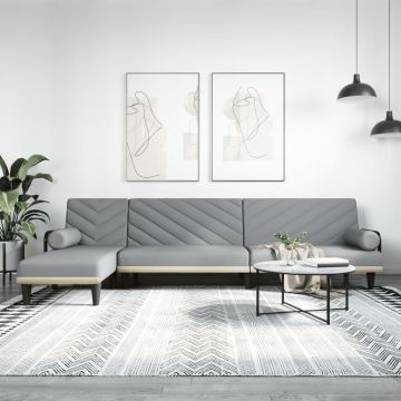 vidaXL L formos sofa-lova, šviesiai pilka, 260x140x70cm, audinys