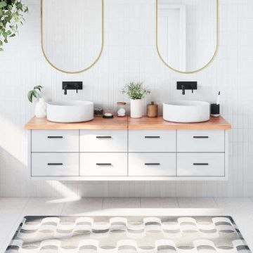 vidaXL Vonios stalviršis, šviesiai rudas, 180x50x(2-4)cm, mediena