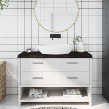 vidaXL Vonios stalviršis, tamsiai rudas, 120x50x(2-6)cm, mediena