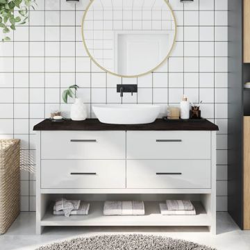 vidaXL Vonios stalviršis, tamsiai rudas, 140x50x(2-4) cm, mediena