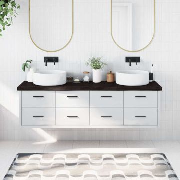 vidaXL Vonios stalviršis, tamsiai rudas, 180x50x(2-6)cm, mediena