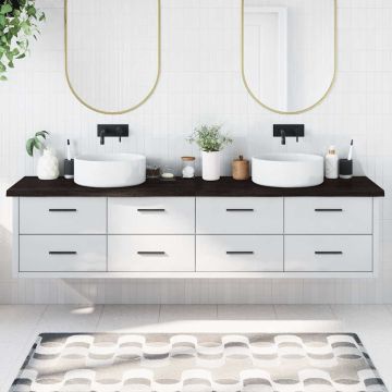 vidaXL Vonios stalviršis, tamsiai rudas, 220x60x(2-4) cm, mediena
