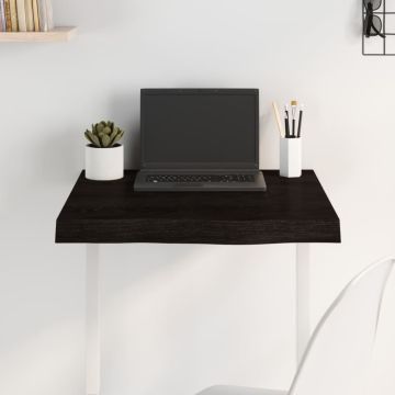 vidaXL Stalviršis, tamsiai rudas, 60x60x(2-6) cm, ąžuolo masyvas