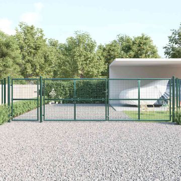 vidaXL Tinkliniai sodo vartai, žali, 500x125 cm, cinkuotas plienas