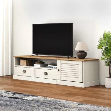 vidaXL Televizoriaus spintelė VIGO, balta, 156x40x40cm, pušies masyvas