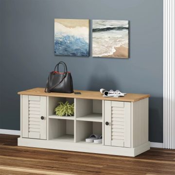 vidaXL Batų suoliukas VIGO, baltas, 106x35x45cm, pušies masyvas