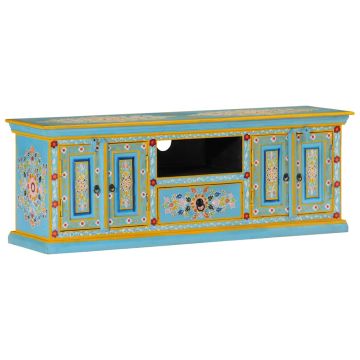 vidaXL Televizoriaus spintelė, mėlyna, 110x30x40cm, mango masyvas