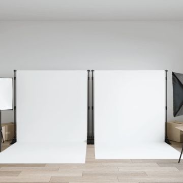 vidaXL Fono laikikliai, 2vnt., juodos spalvos, 254x243cm, plienas
