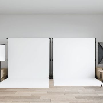 vidaXL Fono laikikliai, 2vnt., juodos spalvos, 305x243cm, plienas