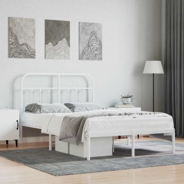 vidaXL Metalinis lovos rėmas su galvūgaliu, baltos spalvos, 120x190cm