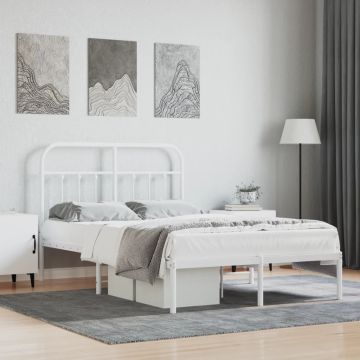 vidaXL Metalinis lovos rėmas su galvūgaliu, baltos spalvos, 120x200cm