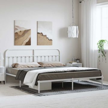 vidaXL Metalinis lovos rėmas su galvūgaliu, baltos spalvos, 183x213cm