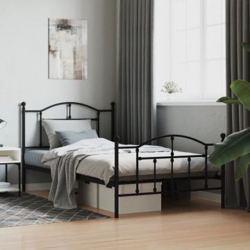 vidaXL Lovos rėmas su galvūgaliu/kojūgaliu, juodas, 107x203cm, metalas