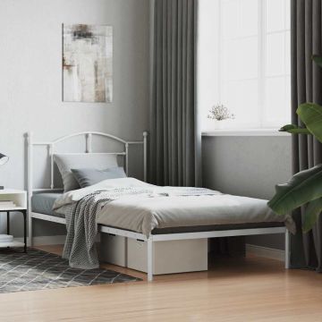 vidaXL Metalinis lovos rėmas su galvūgaliu, baltos spalvos, 107x203cm