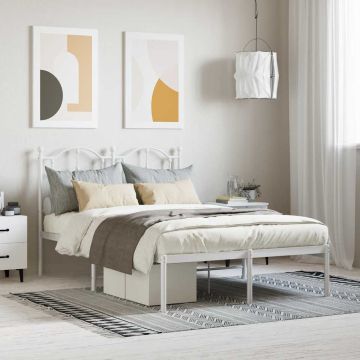 vidaXL Metalinis lovos rėmas su galvūgaliu, baltos spalvos, 120x200cm