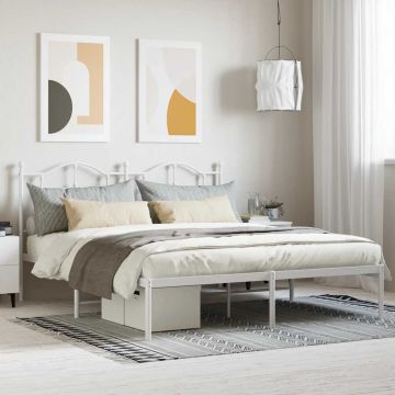 vidaXL Metalinis lovos rėmas su galvūgaliu, baltos spalvos, 160x200cm