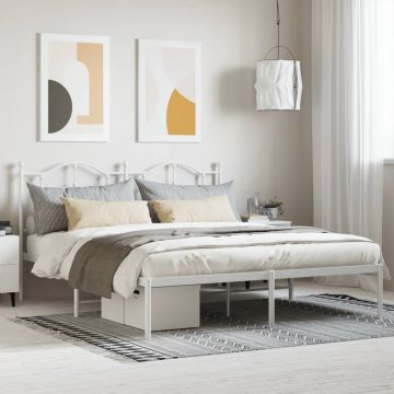 vidaXL Metalinis lovos rėmas su galvūgaliu, baltos spalvos, 180x200cm