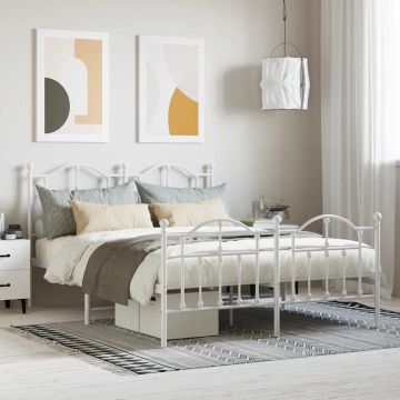 vidaXL Lovos rėmas su galvūgaliu/kojūgaliu, baltas, 140x200cm, metalas