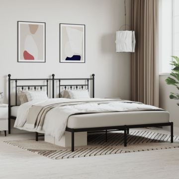 vidaXL Metalinis lovos rėmas su galvūgaliu, juodos spalvos, 160x200cm