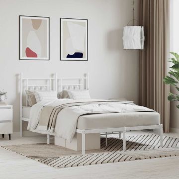 vidaXL Metalinis lovos rėmas su galvūgaliu, baltos spalvos, 120x190cm