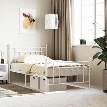 vidaXL Lovos rėmas su galvūgaliu/kojūgaliu, baltas, 107x203cm, metalas