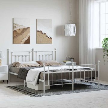 vidaXL Lovos rėmas su galvūgaliu/kojūgaliu, baltas, 183x213cm, metalas