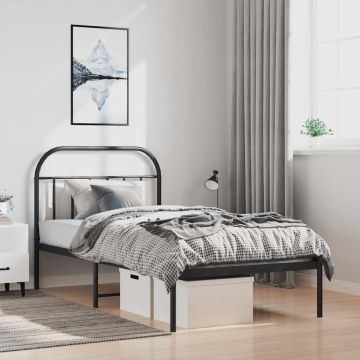 vidaXL Metalinis lovos rėmas su galvūgaliu, juodos spalvos, 100x190cm
