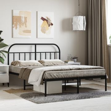 vidaXL Metalinis lovos rėmas su galvūgaliu, juodos spalvos, 140x190cm