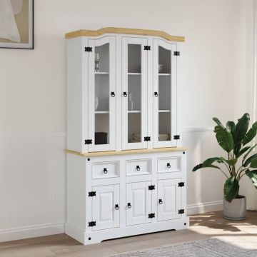 vidaXL Komoda Corona, balta, 112x43x196cm, meksikietiška pušis